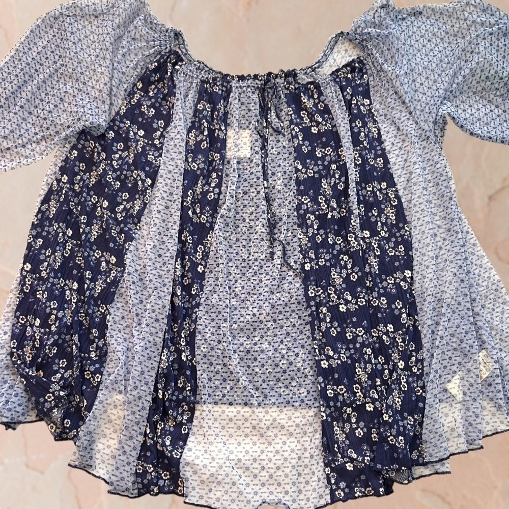 FREE PEOPLE Because I Love You OVERSIZED Flowy Contrast-Fabric Tunic Top NWT/Md - Picture 7 of 13